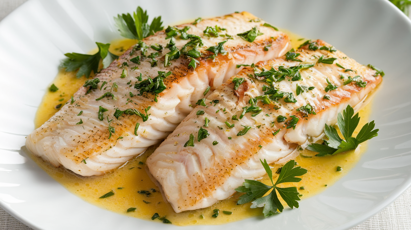 Pan-Seared Tilefish with Lemon-Garlic Butter Sauce