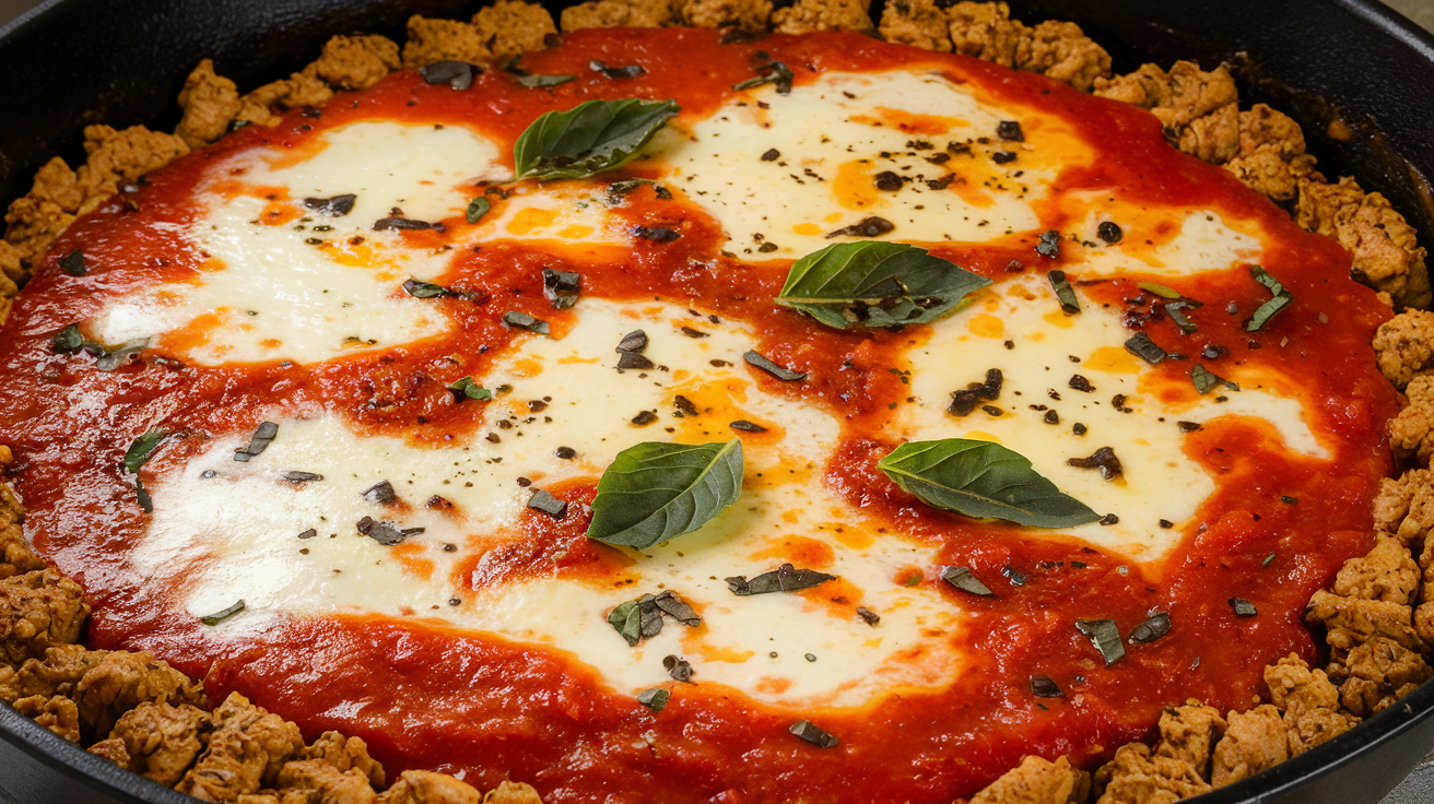 Ground Chicken Parmesan Skillet