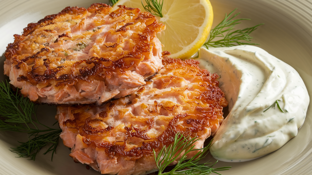 Salmon Rissoles with Lemon-Dill Sauce
